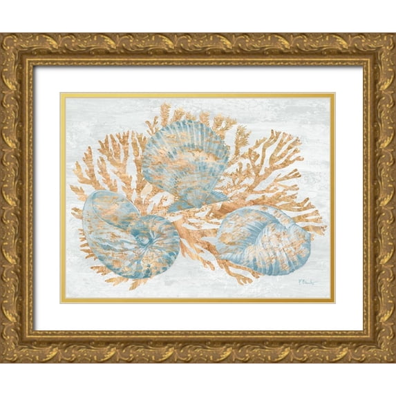 Brent, Paul 14x12 Gold Ornate Wood Framed with Double Matting Museum Art Print Titled - Shimmering Shells II
