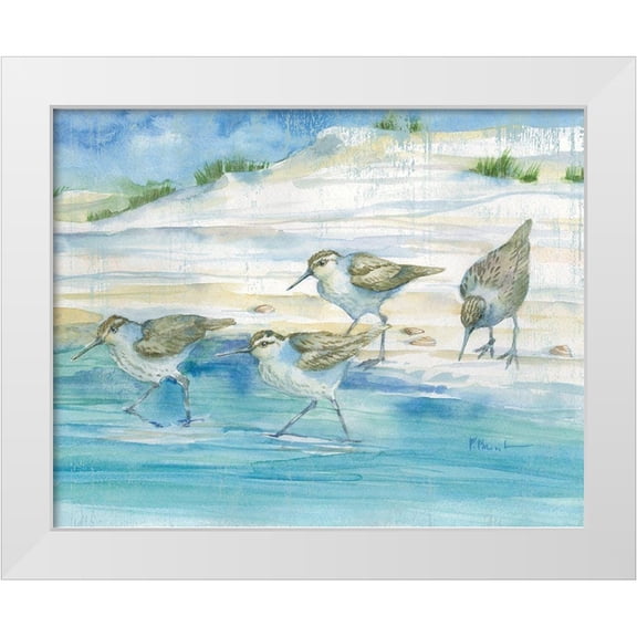 Brent, Paul 14x12 White Modern Wood Framed Museum Art Print Titled - Sandy Sandpipers II