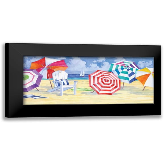 Brent, Paul 14x8 Black Modern Framed Museum Art Print Titled - Umbrella Beach