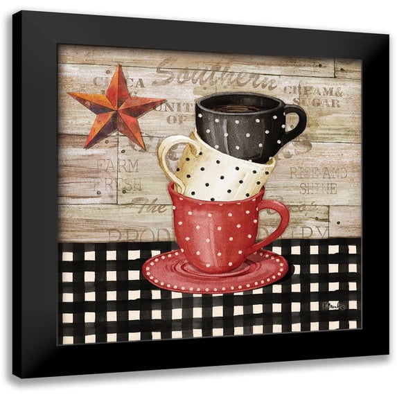 Brent, Paul 15x15 Black Modern Framed Museum Art Print Titled - Farmhouse Coffe Cups I