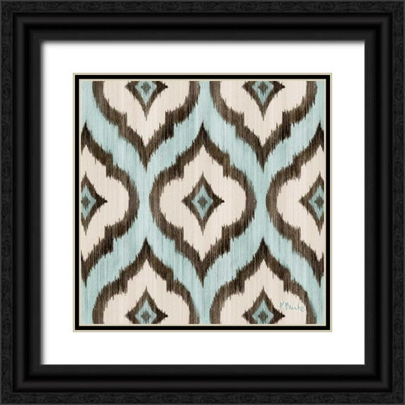 Brent, Paul 15x15 Black Ornate Wood Framed with Double Matting Museum Art Print Titled - Blue Ikat I
