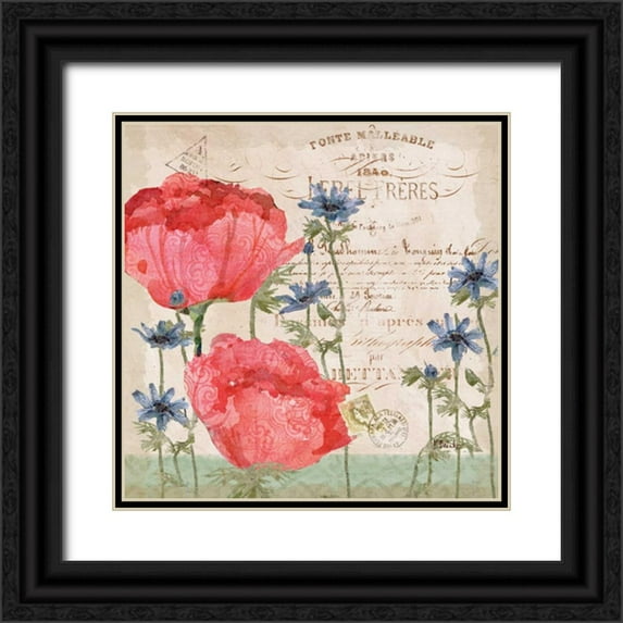 Brent, Paul 15x15 Black Ornate Wood Framed with Double Matting Museum Art Print Titled - Parisian Peonies I