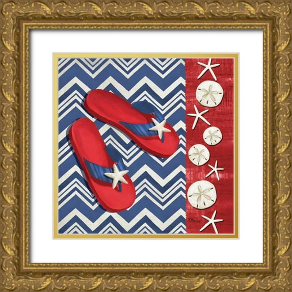 Brent, Paul 15x15 Gold Ornate Wood Framed with Double Matting Museum Art Print Titled - Americas Beach II