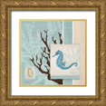 thumbnail image 1 of Brent, Paul 15x15 Gold Ornate Wood Framed with Double Matting Museum Art Print Titled - Aquarius Blue Sq II, 1 of 4