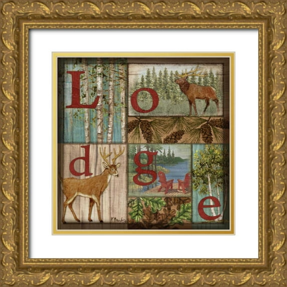 Brent, Paul 15x15 Gold Ornate Wood Framed with Double Matting Museum Art Print Titled - L is for Lodge