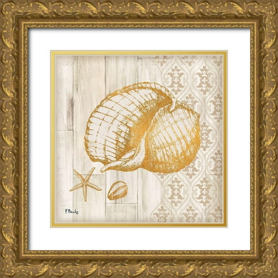 Brent, Paul 15x15 Gold Ornate Wood Framed with Double Matting Museum Art Print Titled - Saint Tropez Shells II