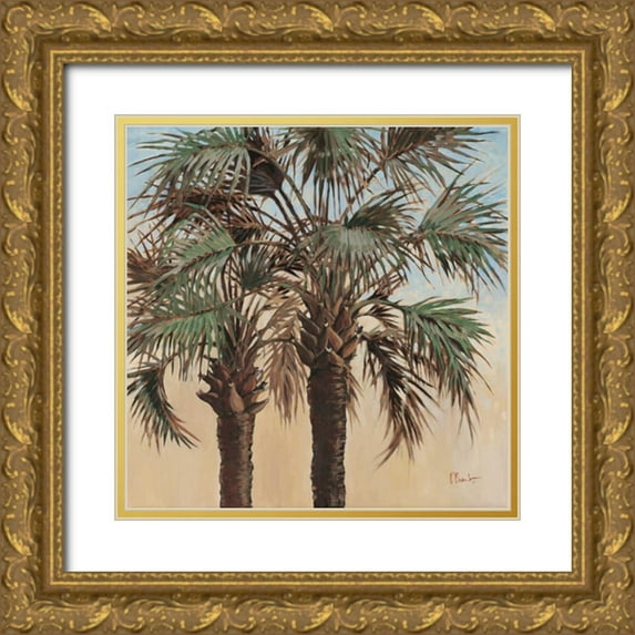 Brent, Paul 15x15 Gold Ornate Wood Framed with Double Matting Museum Art Print Titled - Twin Palms