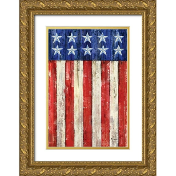 Brent, Paul 17x24 Gold Ornate Wood Framed with Double Matting Museum Art Print Titled - All American Flag II