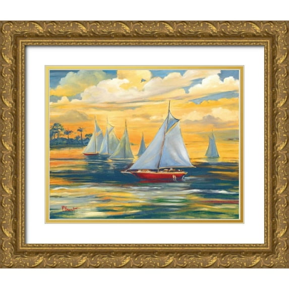 Brent, Paul 18x15 Gold Ornate Wood Framed with Double Matting Museum Art Print Titled - Golden Bay