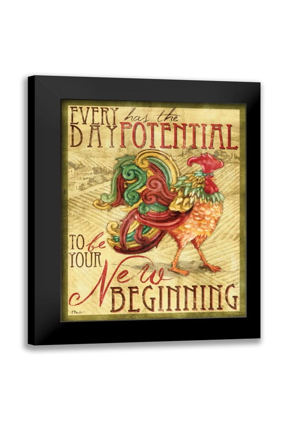 Brent, Paul 19x24 Black Modern Framed Museum Art Print Titled - Daybreak Rooster I