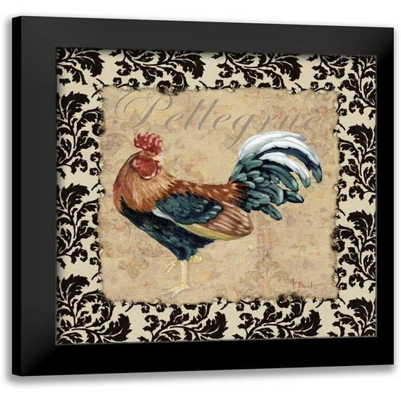 Brent, Paul 20x20 Black Modern Framed Museum Art Print Titled - Bergerac Rooster Black II