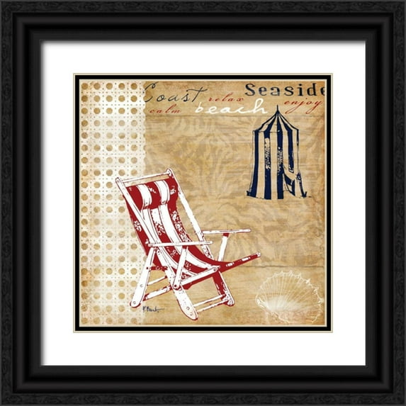 Brent, Paul 20x20 Black Ornate Wood Framed with Double Matting Museum Art Print Titled - Cabana Beach American Collage I