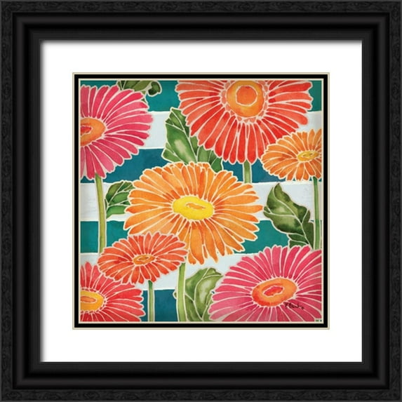 Brent, Paul 20x20 Black Ornate Wood Framed with Double Matting Museum Art Print Titled - Gerbera Daisy Garden II