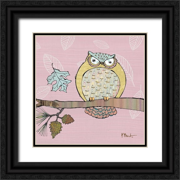 Brent, Paul 20x20 Black Ornate Wood Framed with Double Matting Museum Art Print Titled - Pastel Owls III