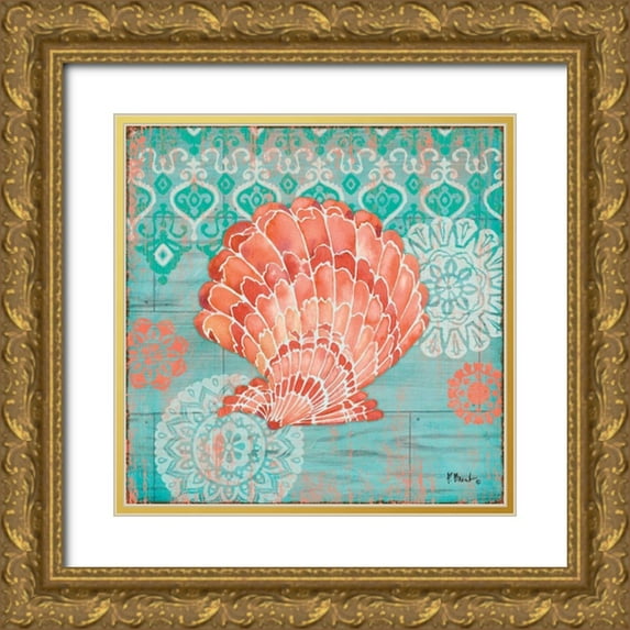 Brent, Paul 20x20 Gold Ornate Wood Framed with Double Matting Museum Art Print Titled - Coral Cove Shells I