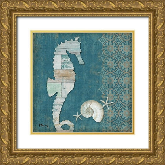 Brent, Paul 20x20 Gold Ornate Wood Framed with Double Matting Museum Art Print Titled - Driftwood Shore II