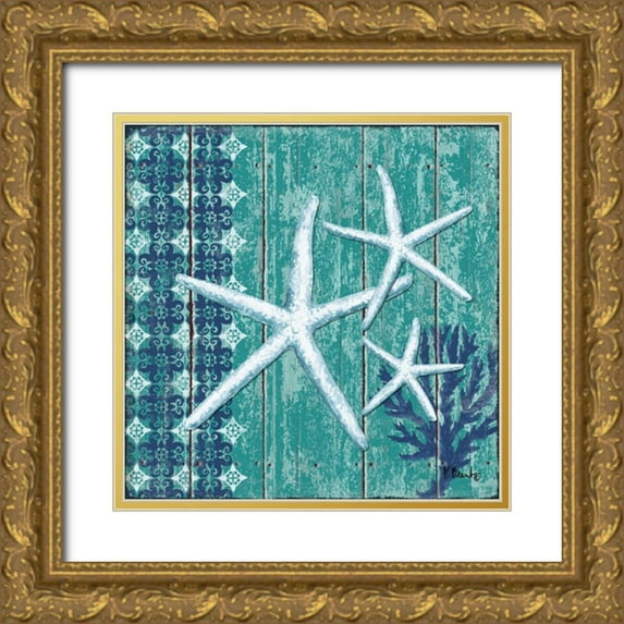 Brent, Paul 20x20 Gold Ornate Wood Framed with Double Matting Museum Art Print Titled - Indigo Sea III