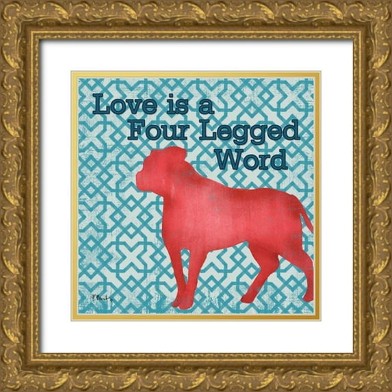 Brent, Paul 20x20 Gold Ornate Wood Framed with Double Matting Museum Art Print Titled - Patterned Pets Dog II