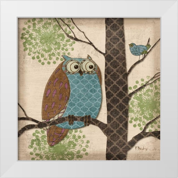 Brent, Paul 20x20 White Modern Wood Framed Museum Art Print Titled - Fantasy Owls II