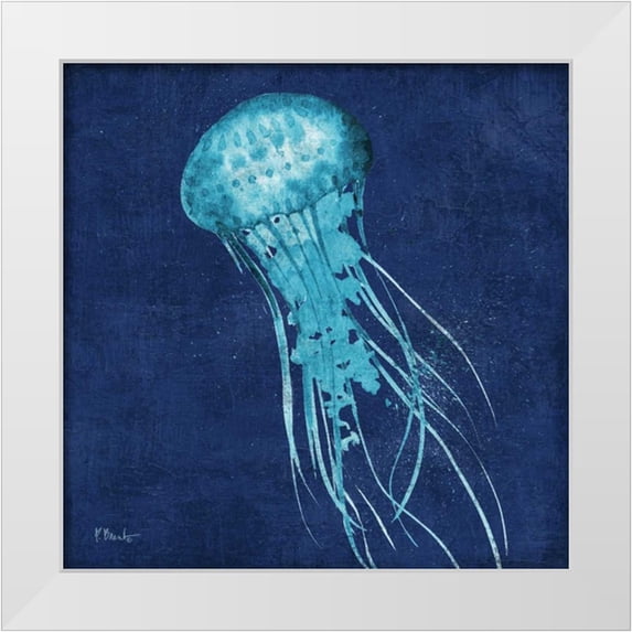 Brent, Paul 20x20 White Modern Wood Framed Museum Art Print Titled - Indigo Jellyfish II