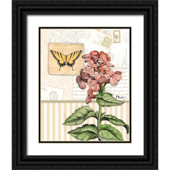 Brent, Paul 20x24 Black Ornate Wood Framed with Double Matting Museum Art Print Titled - Botanical Collage I