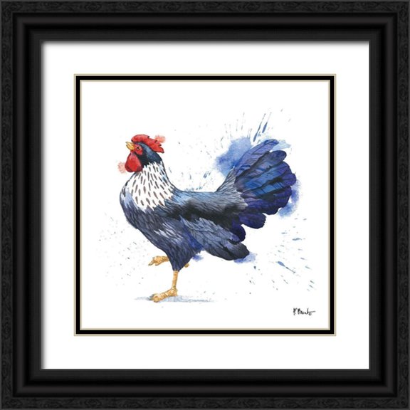 Brent, Paul 26x26 Black Ornate Wood Framed with Double Matting Museum Art Print Titled - Arianna Rooster II