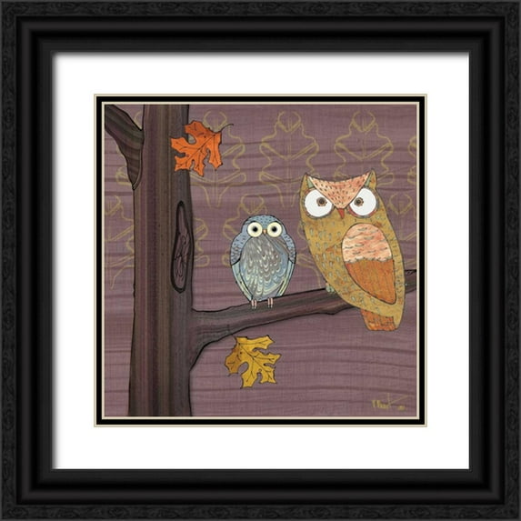 Brent, Paul 26x26 Black Ornate Wood Framed with Double Matting Museum Art Print Titled - Awesome Owls IV