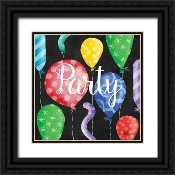 Brent, Paul 26x26 Black Ornate Wood Framed with Double Matting Museum Art Print Titled - Celebration Balloons II