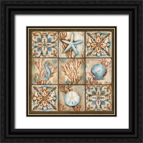 Brent, Paul 26x26 Black Ornate Wood Framed with Double Matting Museum Art Print Titled - Sea Isle Collage II