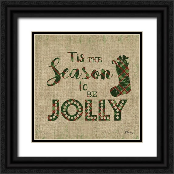 Brent, Paul 26x26 Black Ornate Wood Framed with Double Matting Museum Art Print Titled - Tartan Holiday Phrase III