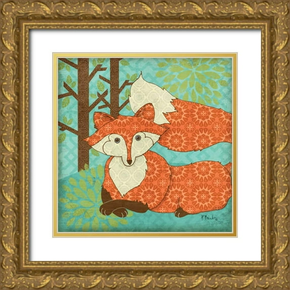 Brent, Paul 26x26 Gold Ornate Wood Framed with Double Matting Museum Art Print Titled - Fantasy Fox IV
