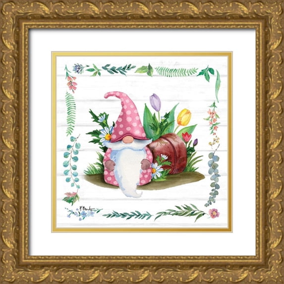 Brent, Paul 26x26 Gold Ornate Wood Framed with Double Matting Museum Art Print Titled - Spring Gnome I
