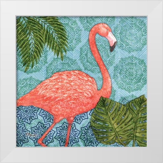 Brent, Paul 26x26 White Modern Wood Framed Museum Art Print Titled - Bahama Flamingo I