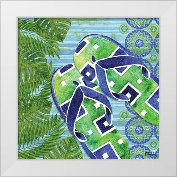Brent, Paul 26x26 White Modern Wood Framed Museum Art Print Titled - Blue Sarasota Sandals III