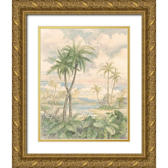 Brent, Paul 26x32 Gold Ornate Wood Framed with Double Matting Museum Art Print Titled - Cabana Bay I