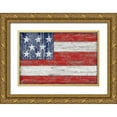thumbnail image 1 of Brent, Paul 32x23 Gold Ornate Wood Framed with Double Matting Museum Art Print Titled - American Flag, 1 of 4