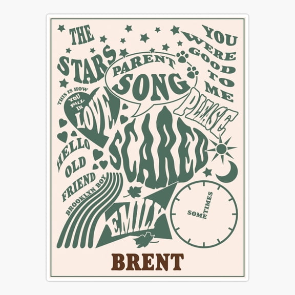 Brent Tracklist Jeremy Zucker Cutler Vinyl Decal Sticker