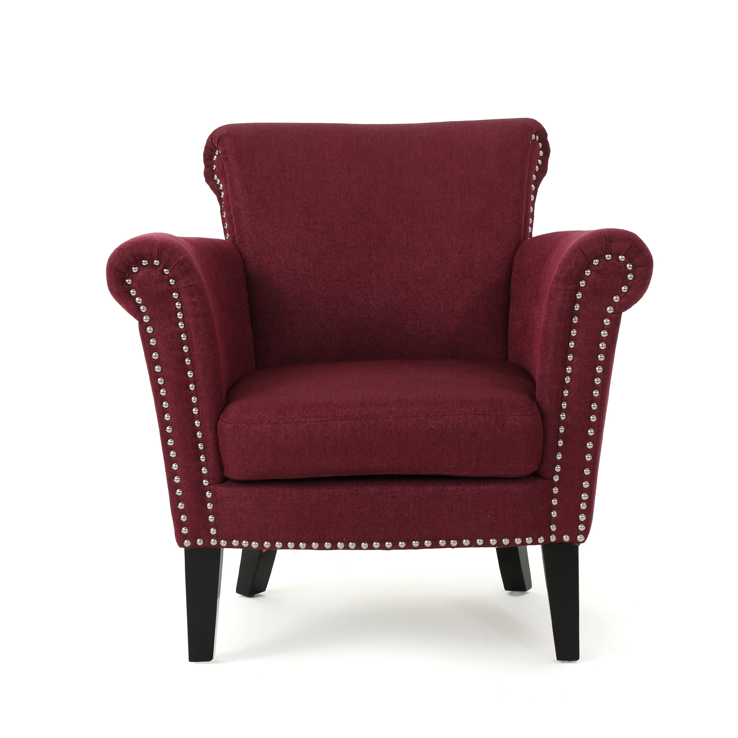 Wine Handcrafted Wood Studded Accent Chair
