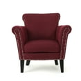 thumbnail image 1 of Brently Vintage Studded Fabric and Birch Club Chair, Wine and Expresso, 1 of 9