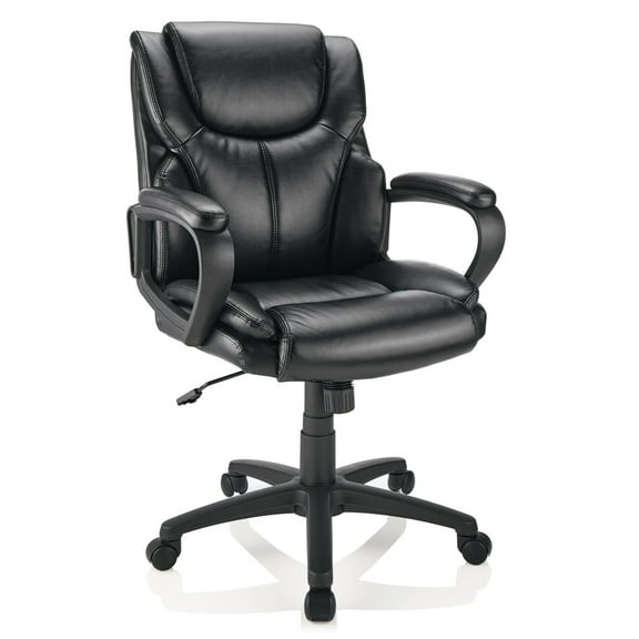 Brenton Studio Mayhart Vinyl Mid-Back Chair, Black
