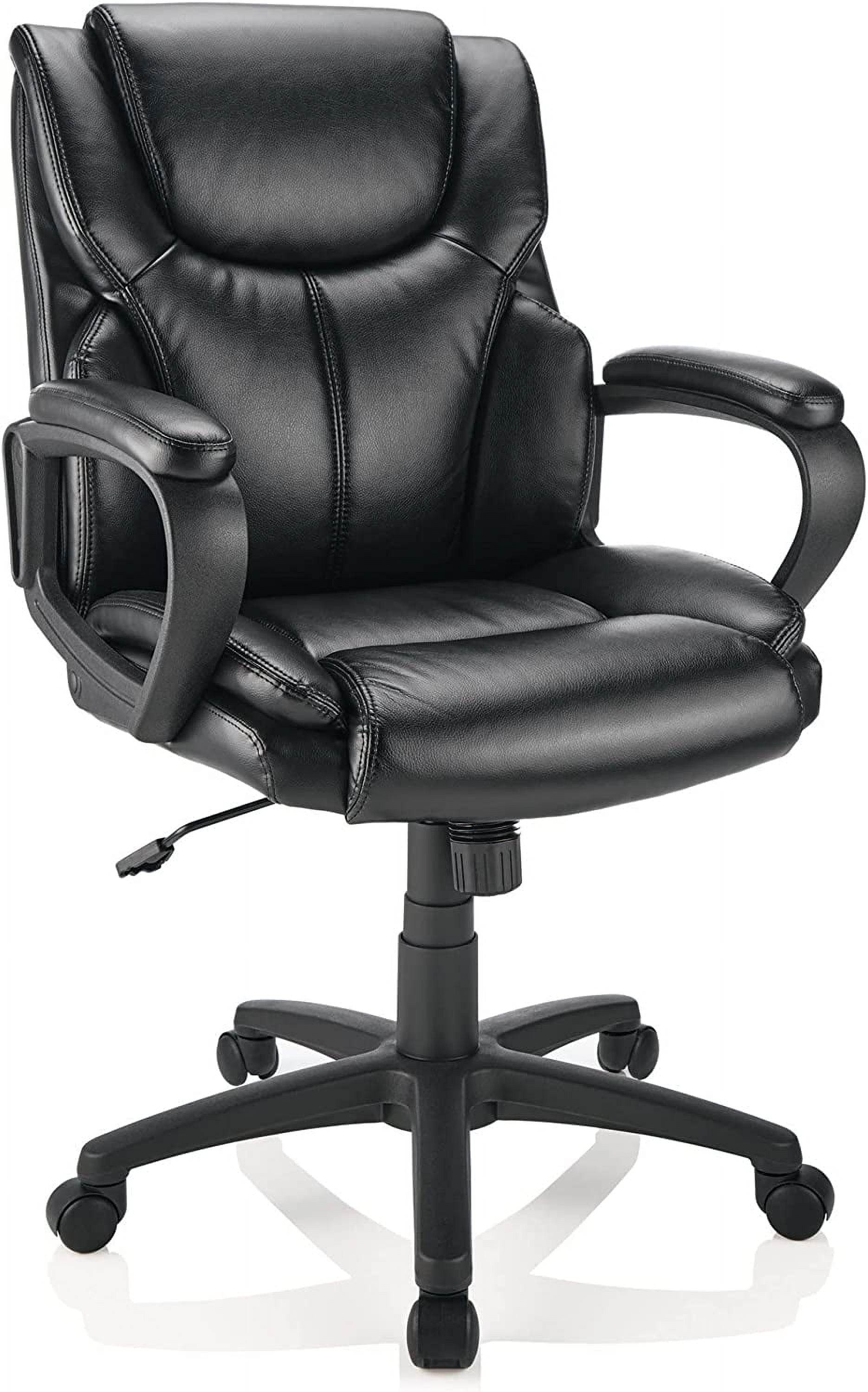 Brenton Studio Mayhart Leather Mid-Back Chair, Black