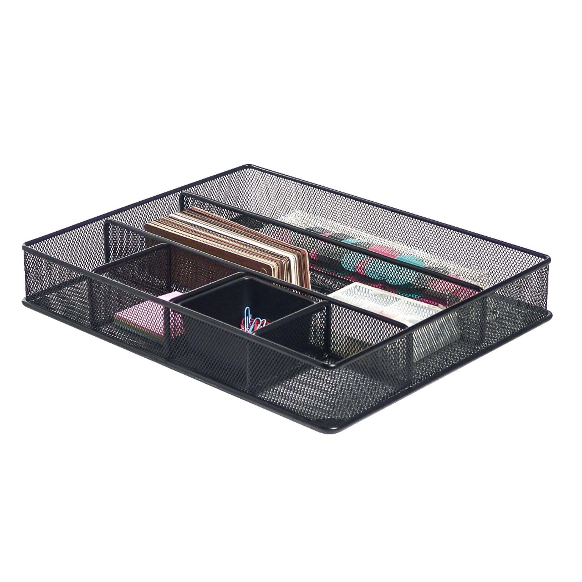 Brenton Studio Metro Mesh Large Drawer Organizer, 2 7/16"H x 15 1/8"W x 11 9/10"D, Black