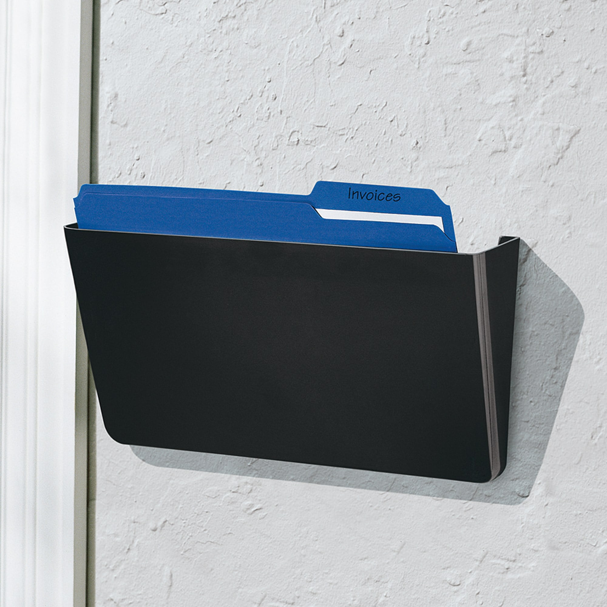Black Plastic Single Wall Pocket Organizer, Letter Size
