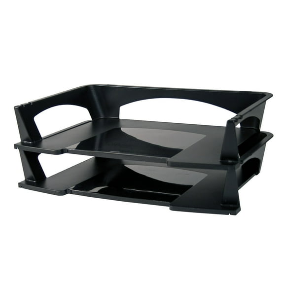 Brenton Studio Stacking Desk Trays, 3in.H x 14 3/4in.W x 9 1/4in.D, Black, Pack Of 2, 65269