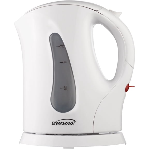 Brentwood 1.05-Qt. 900-Watt BPA-Free Cordless Electric Kettle, White