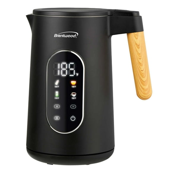 Brentwood 1,100-Watt 1.7-L Cordless Cool-Touch Digital Electric Kettle with Stainless Steel Interior, KT-2014DBK, KT-2014DBK