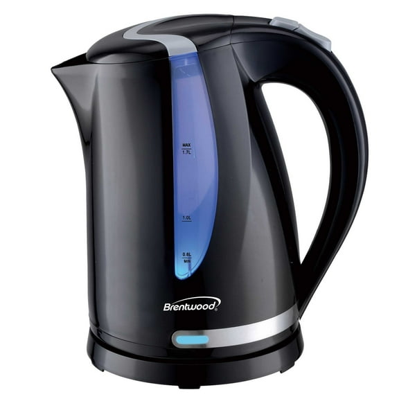 Brentwood 1,100-Watt Cordless Electric Kettle with Concealed Stainless Steel Heating Element, 360° Base, Auto Shutoff, and Boil-Dry Protection (1.7 L; Black), KT-1616BK
