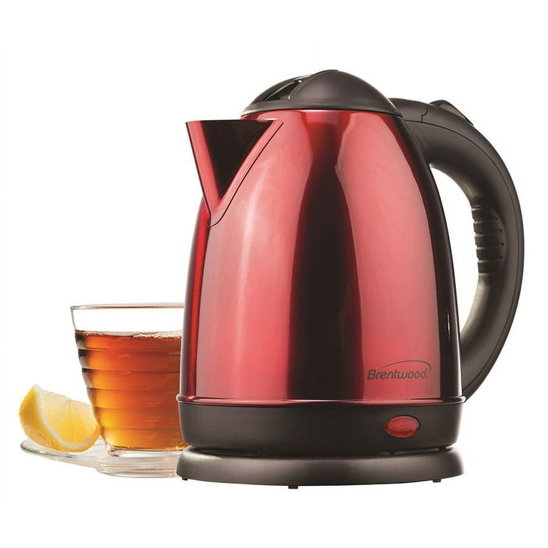 Brentwood 1.5-Liter Stainless Steel Cordless Electric Kettle, Red 