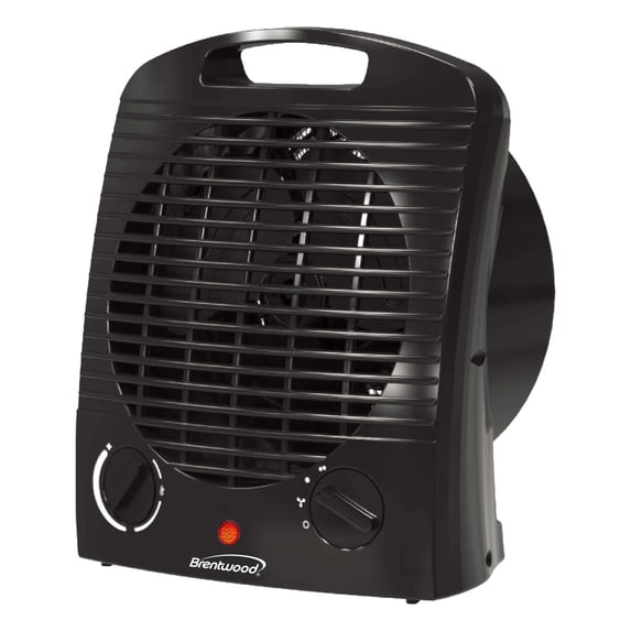 Brentwood 1,500-Watt-Max Portable Electric Space Heater and Fan, Black, H-F306BK, H-F306BK