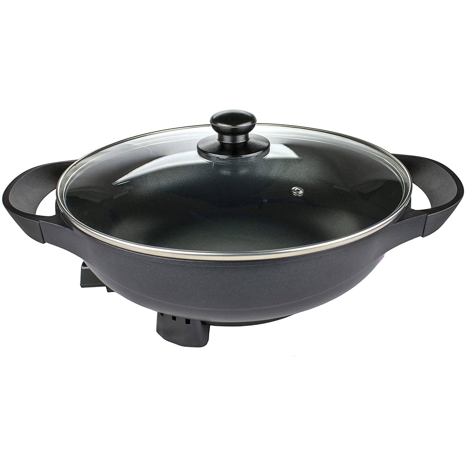 Brentwood 13-Inch Black Non-Stick Electric Wok Skillet with Glass Lid